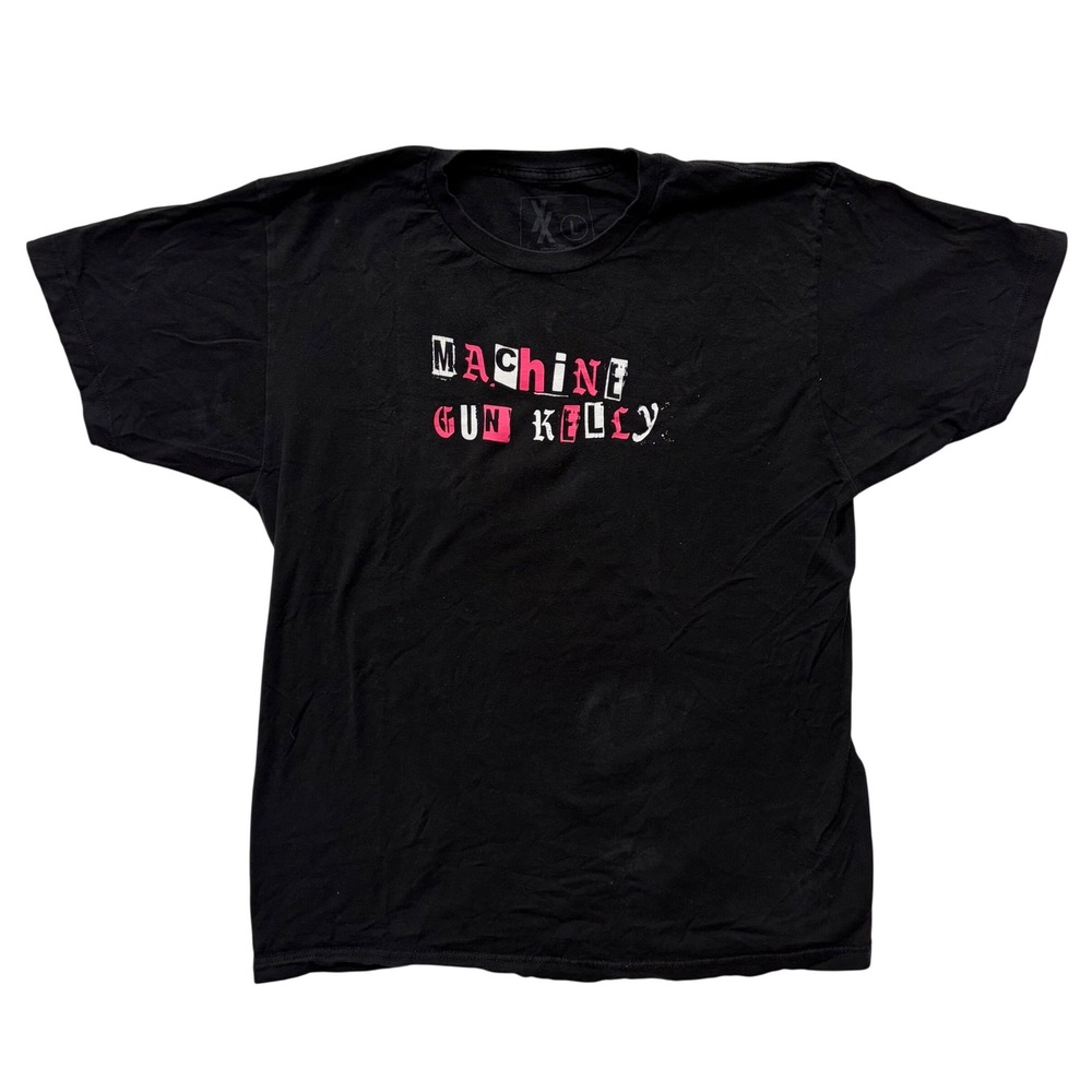 Machine Gun Kelly MGK Black Graphic T-Shirt Mens Large Pink Neon Back Print